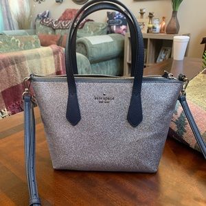 kate spade navy blue glitter purse .